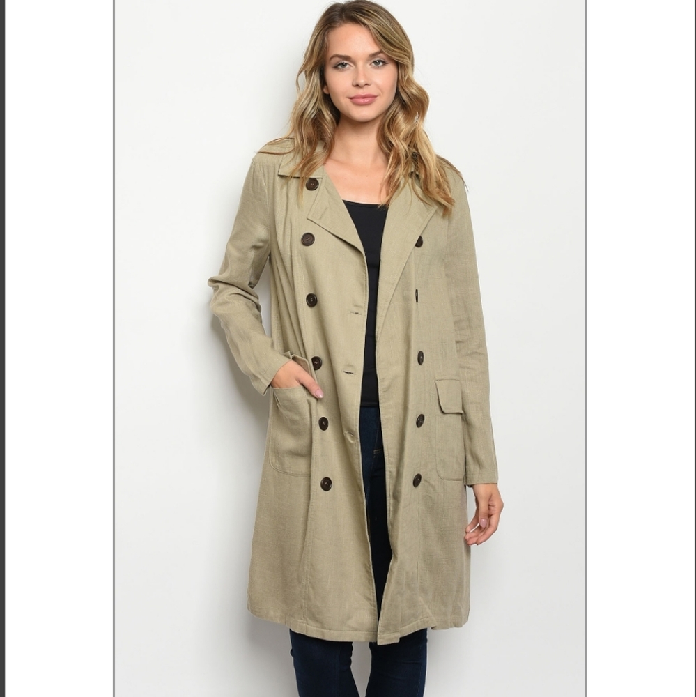 New Beige Long Trench Jacket Coat